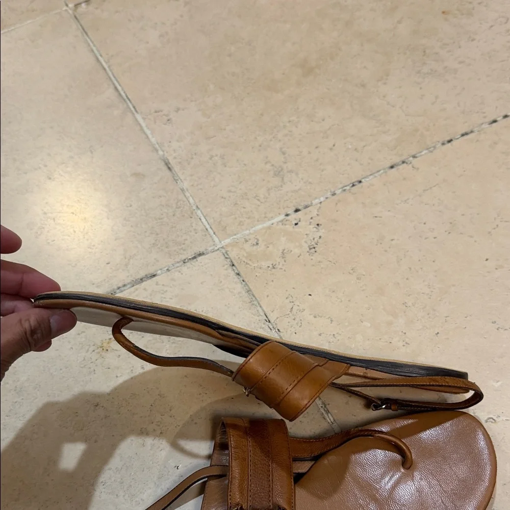 Gucci Tan Brown Leather Thong Slingback Sandals - Picture 5 of 9